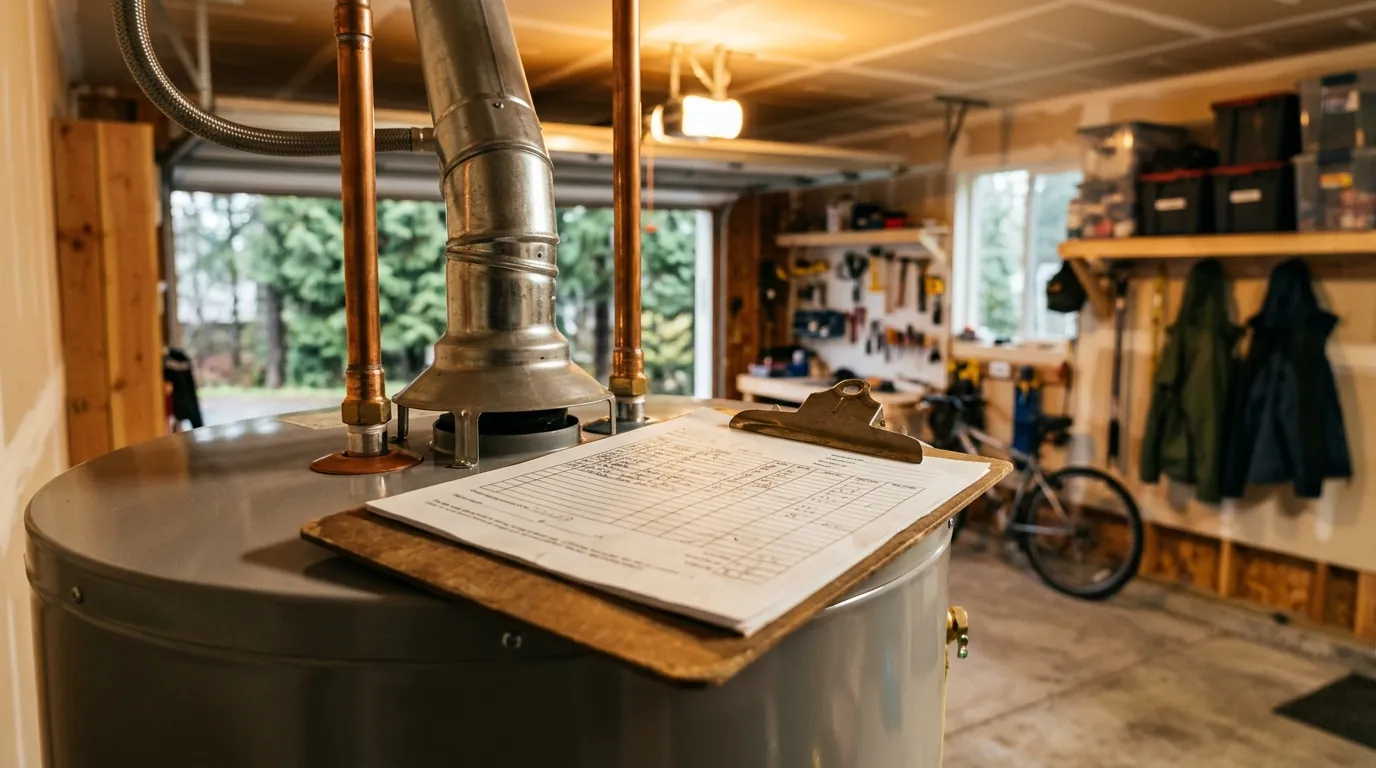 Plumbing price sheet on a water heater